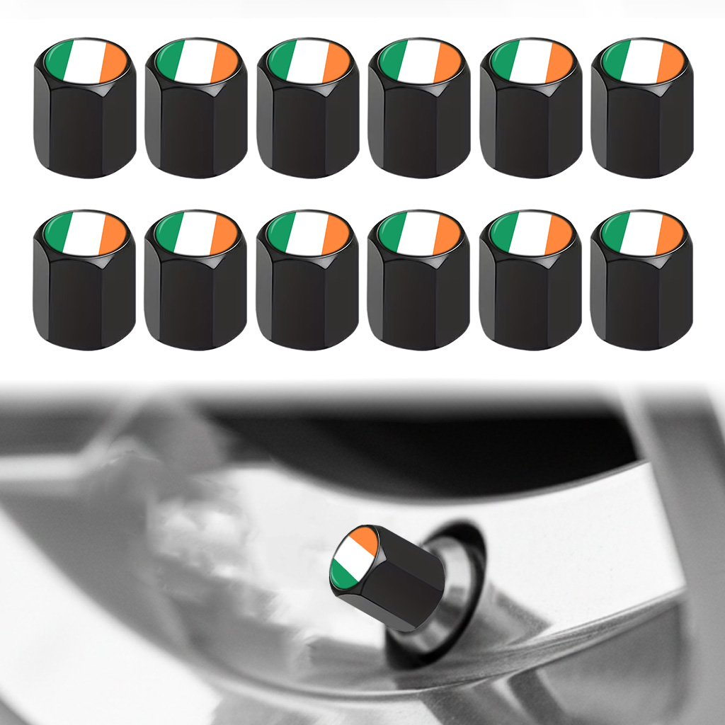 Car Accessories Ireland - 12 Stück Ventilkappen mit irischer Flagge