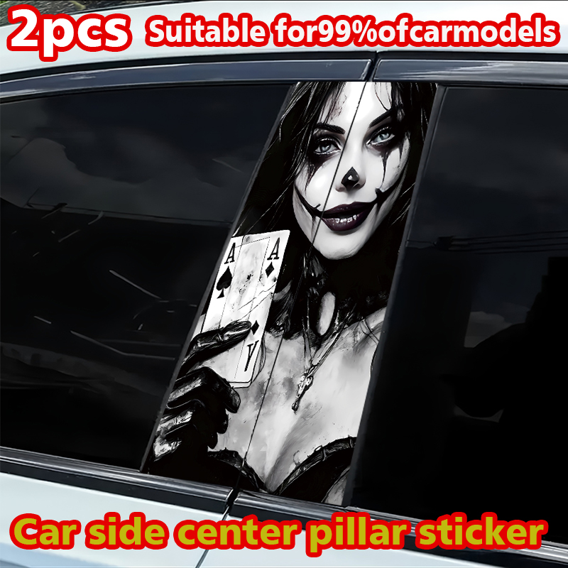 Car Accessories Joker - 2 Stück Auto-B-Säulen-Aufkleber „Joker Girl“, kratzfeste,